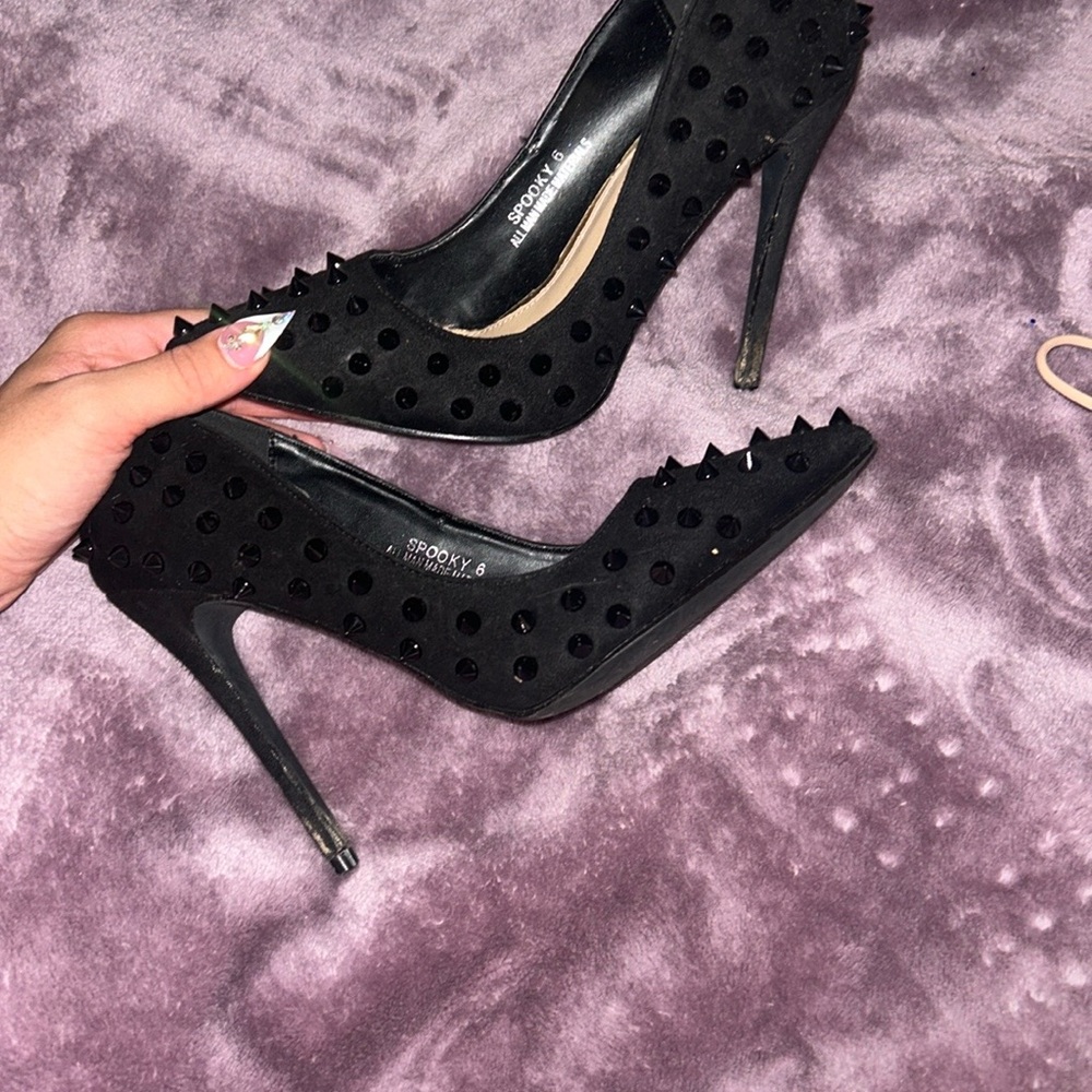 Black Studded High Heels